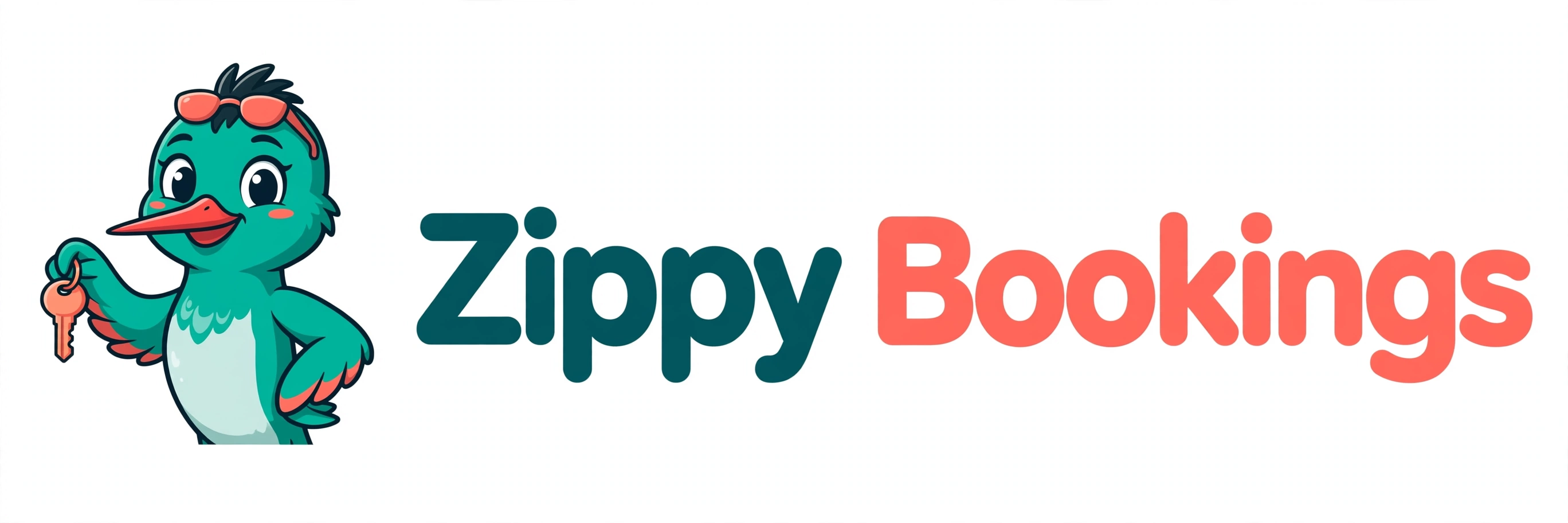 Zippy Bookings logo — Zippy the hummingbird holding a house key
